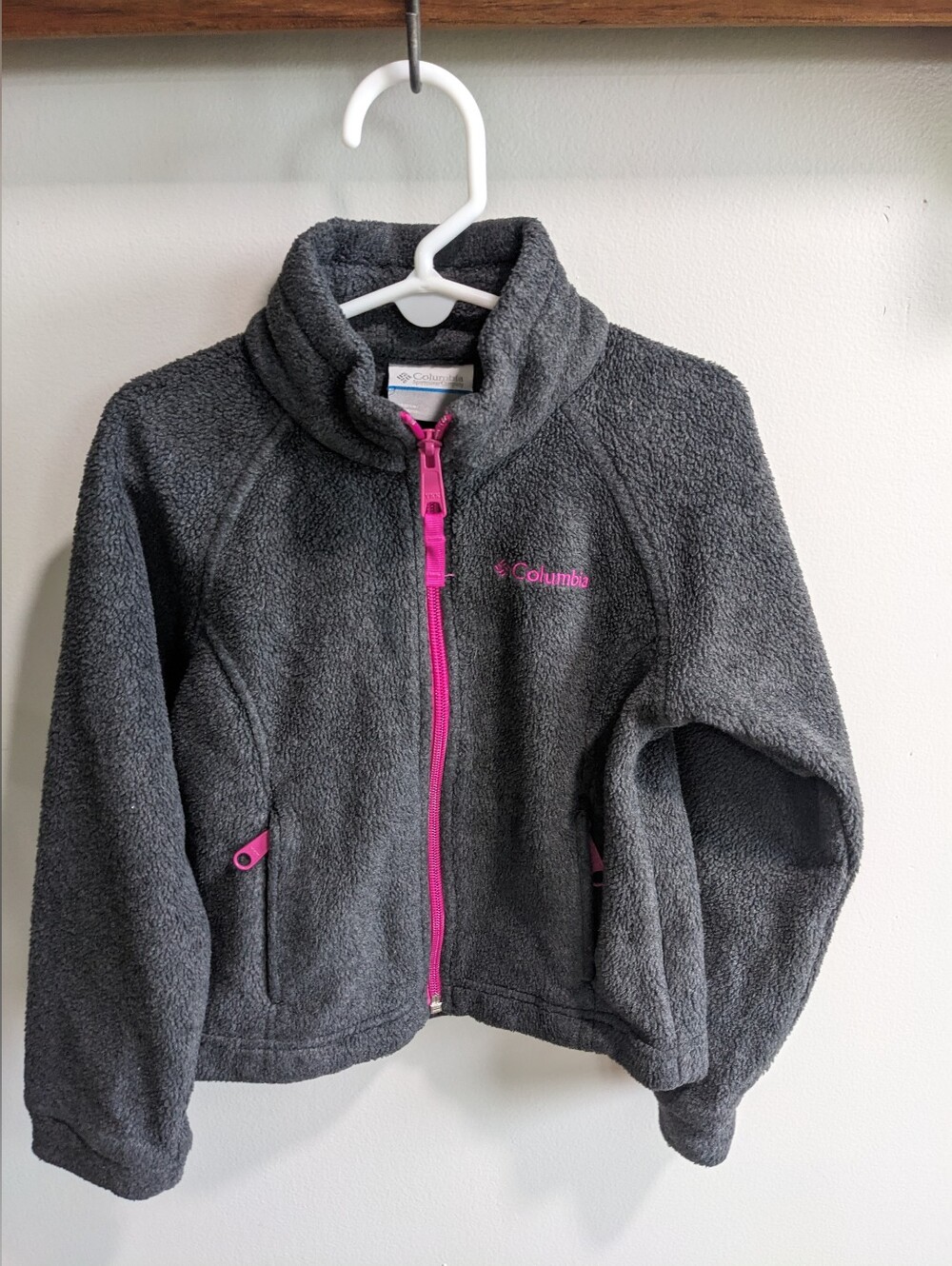 Columbia Kids' Grey With Pink Accents Fleece Full Zip Jacket Size 4/5
